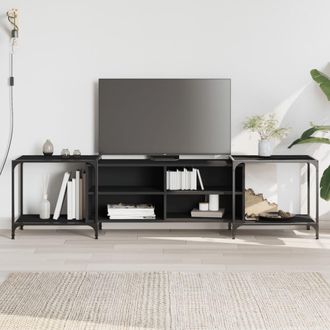 vidaXL Vidaxl - Mueble De Tv Madera De Ingenier&iacute;a Negro 203x37x50 Cm