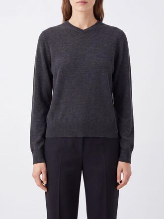 The Row V-Neck Jumper in a Cashmere and Silk Blend with Long Sleeves