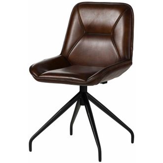 Massivmoebel24 IRON LABEL 108 Sedia in vera pelle - marrone 49x56x83