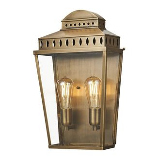 Netlighting Mansion House 2 Light Large Outdoor Wall Lantern Brass IP44 E27 in Yellow
