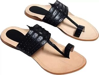 Generic EthnicVibes Mens handmade Kolhapuri Leather Flat chappal ethnic Indian Jutti Shoes US size 7-12, Ht119, 7 UK