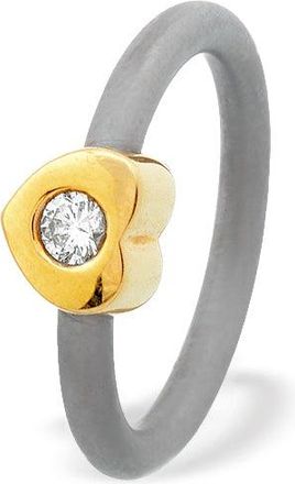 The Diamond Store 18K Gold Love Heart Design Titanium Ring