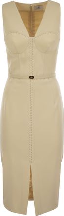 Elisabetta Franchi Crepe Bustier Dress With Contrasting Topstitching