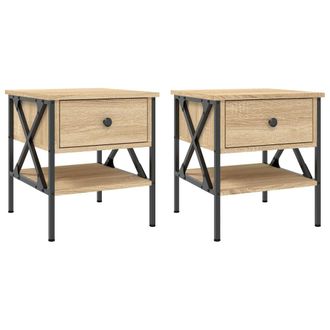 vidaXL Vidaxl - Mesitas Noche 2 Uds Madera Ingenier&iacute;a Roble Sonoma 40x42x45 Cm