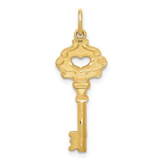 Diamond2Deal 14k Yellow Gold Polished Fancy Edge Key Charm