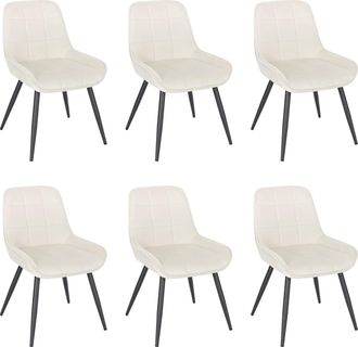 Woltu 6x Sillas De Comedor Silla Ergon&oacute;mica Con Respaldo Silla De Terciopelo En Estructura Metal Sillas Para Dormitorio Sal&oacute;n Comedor Y Cocina Crema - Woltu