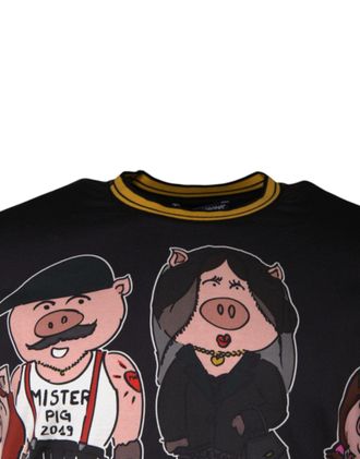 Dolce & Gabbana Pig Family Print T-Shirt - Black