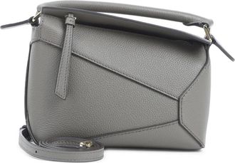 Loewe Kleine Puzzle Edge Tas - Dames - Handtassen - Grijs - ONE Size - Leer - Tassen