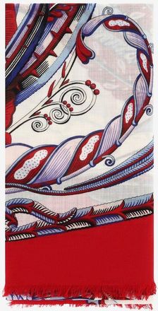 Ferragamo Grosses Web-Tuch aus Kaschmir mit Fischprint Summer