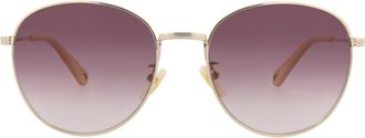 Chlo&eacute; Round-Frame Metal Sunglasses