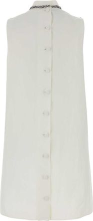 Prada Beaded Neckline and Shoulders Dress - White