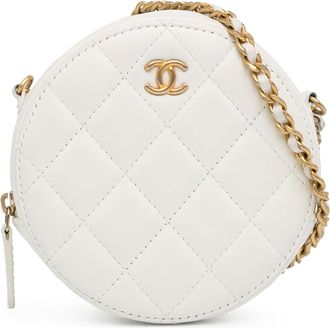 Chanel Pre-owned Womens Round Vanity Crossbody Bag - White Leather - One Size