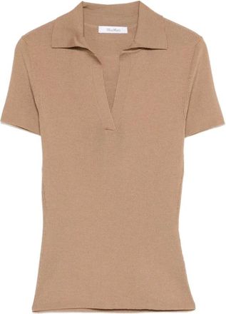 Max Mara Truien & Vesten, Dames, Bruin, M, Geribbelde trui met V-hals