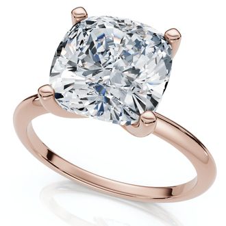 Pompeii3 Certified 3Ct Cushion Diamond Solitaire Engagement Ring 14k Gold or Pt Lab Grown