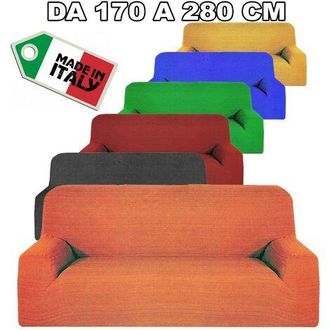 Trade Shop Trade Shop - Traesio - Copridivano 4 Posti Estendibile Da 170 A 280 Cm Copri Divano Elasticizzato Color - Arancione