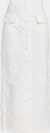 Adam Lippes Dakota Textured Crepe Button-Front Maxi Skirt