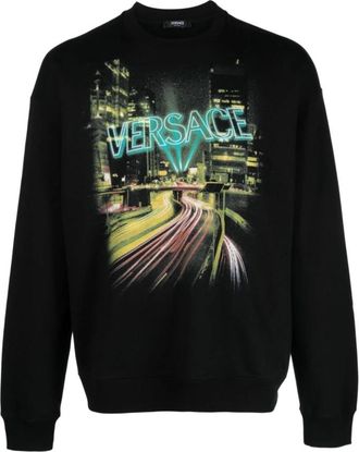 Versace Sweatshirts - Heren - Sweatshirts - Zwart - M - Katoen - Hoodies & sweatvesten