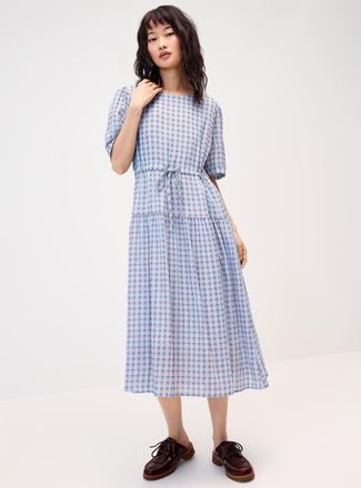 Twik Womens Tiered checkered maxi dress