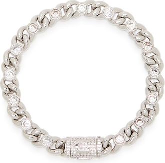 Cernucci Cernucci Iced Gemstone 8mm Embellished Link Bracelet - Silver - 8 (3XL)