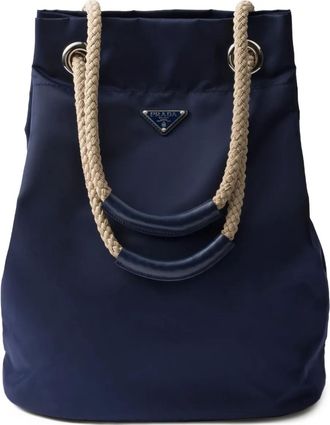 Prada Borsa tote Re-Nylon con coulisse - Blu