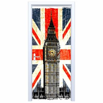 OEM Adhesivo De Tela Para Puerta Con La Bandera De Inglaterra Y El Big Ben 507pd