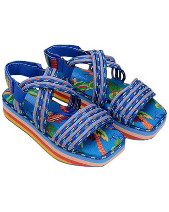 Farm Rio Blue Macaw Platform Sandal