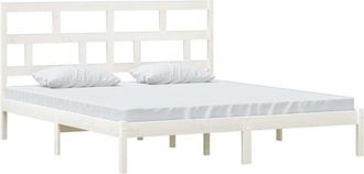vidaXL Bed Frame without Mattress White Super King Solid Wood Vidaxl
