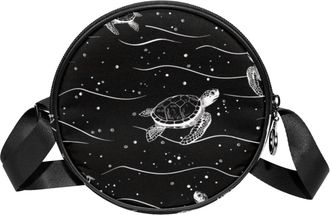 Generic Circle Crossbody Bag for Women, Turtle Small Sling Bag Daypack with Zipper Adjustable Shoulder Straps Casual Ladies Girls Round Purse