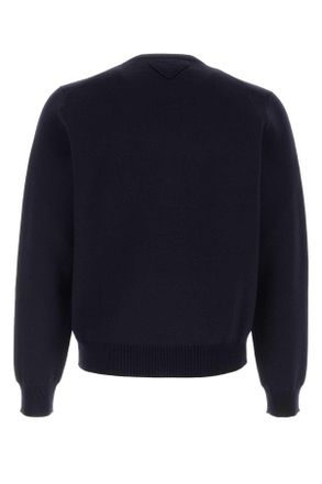 Prada Mens Dark Blue Wool Blend Sweater Bleu Exterior: Virgin Nylon Maglieria