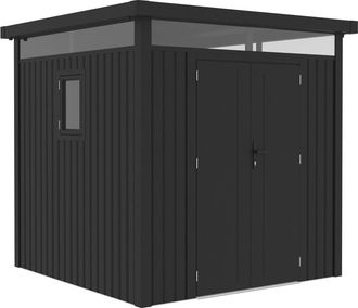 Habitat et Jardin Caseta De Jard&iacute;n De Metal De Alta Gama Con Techo Plano Y Puerta Batiente <> - 5,29 M&sup2; - Gris