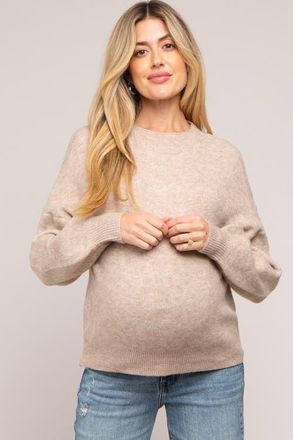 Pinkblush Bubble Sleeve Sweater in Taupe at Nordstrom, Size Medium