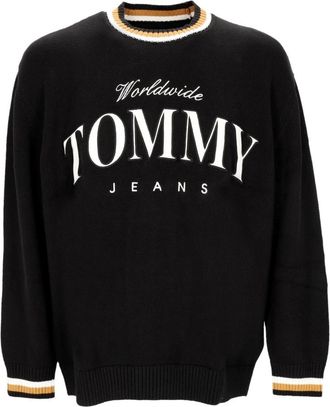 Tommy Hilfiger Lichte Crewneck Sweater Boxy Varsity Zwart - Heren - Ronde hals truien - Zwart - XL - Katoen - Truien & Vesten