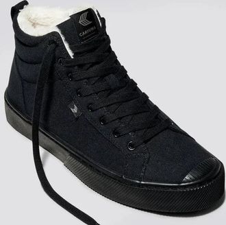 Cariuma Cariuma OCA Therma High Sneakers Womens Black Suede Shearling Shoes GAL515