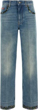Valentino Garavani Denim Broek - Dames - Regular Fit Jeans - Blauw - W28 - Denim - Jeans
