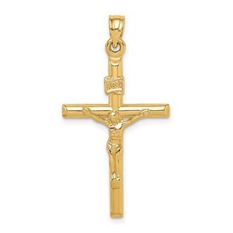 Diamond2Deal 14k Gold Hollow Crucifix Pendant