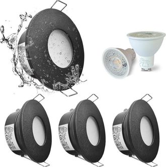 OEM Juego De 4 Focos Led Empotrables Impermeables Ip65, 5w 3000k Blanco C&aacute;lido, Ideales Para Iluminaci&oacute;n De Techo En Ba&ntilde;os Y Cocinas. Recorte De 68 Mm, Ac