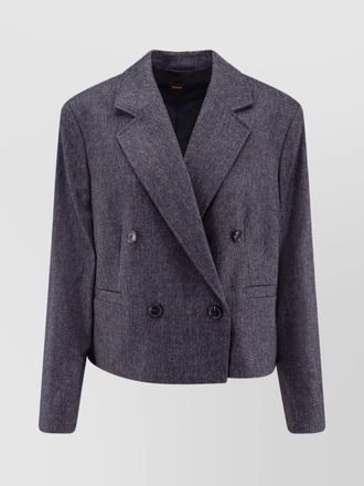 HUGO BOSS double-breasted wool blend blazer with peak lapels