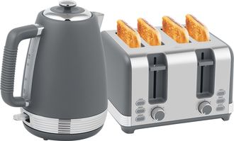 HOMCOM 1.7L 3000W Quick Boil Kettle and 4 Slice Toaster Set Crumb Tray - White | TJ Hughes