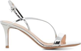 Gianvito Rossi Metal Mid Heel Sandalen - Dames - Sandalen met hakken - Grijs - 40 EU - Schoenen