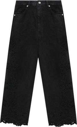 Sea New York Jeans met bloemenkant - Zwart