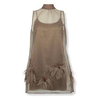 Staud Staud, Kleedjes, Dames, Bruin, M, Polyester, Albee Mini Jurk