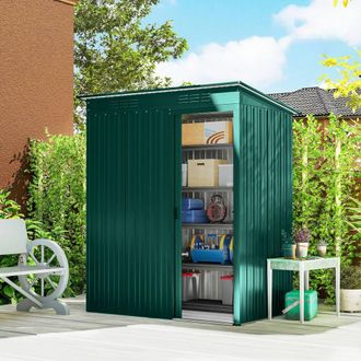 OUTSUNNY 5 x 3.5ft Metal Garden Shed with Effortless Assembly, Green