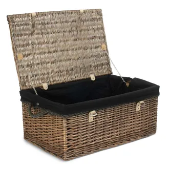 Red Hamper 62cm Antique Wash Picnic Basket Black Cotton Lining in Natural
