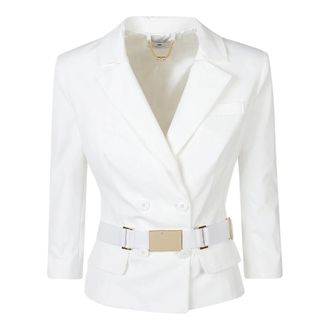 Elisabetta Franchi Blazers, female, White, Size: S Technical Bi-elastic Fabric Jacket