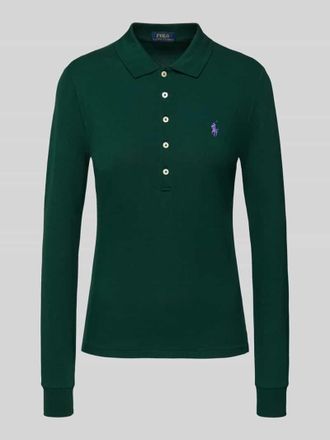 Polo Ralph Lauren Slim Fit Poloshirt mit Label-Stitching Modell JULIE in Dunkelgruen, Größe XL