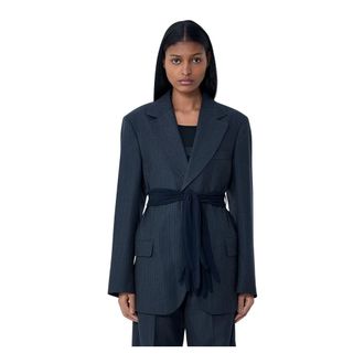 Maison Margiela Blazers, female, Black, Size: S Belted Blazer
