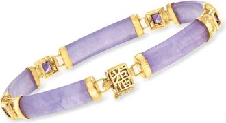 Ross-Simons Amethyst and Lavender Jade Bless Bracelet in 14kt Gold Over Sterling