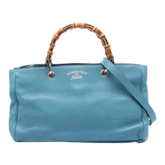 Gucci Pre-owned Handbags, female, Blue, Size: ONE SIZE Pre-owned The Bamboo Shopper Satchel