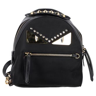 Fendi Fendi Mini Bugs Zaino Studded Rugzak in Zwart Kalfsleer