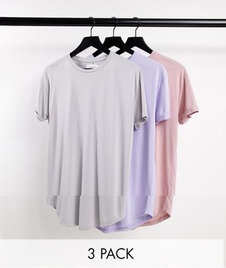 Topman 3 pack longline fit T-shirt in multi